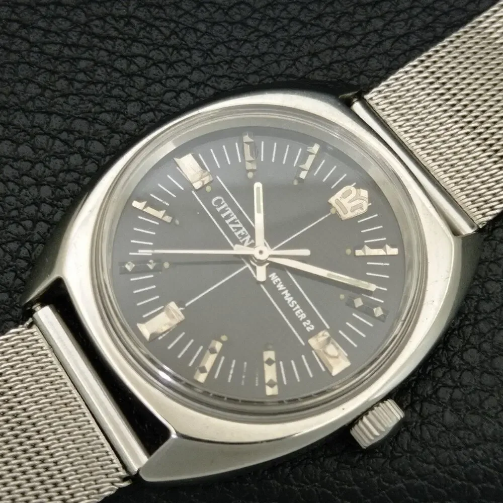 Vintage 1984 Citizen Manual Wound Mens Silver Watch & Silver accents